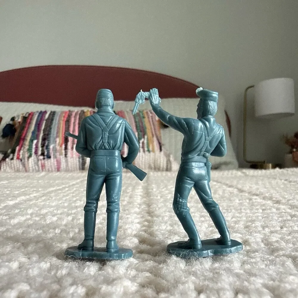 Vintage Marx 1967 Blue Toy Soldiers Figures (Set Of Two) Union Civil War USA